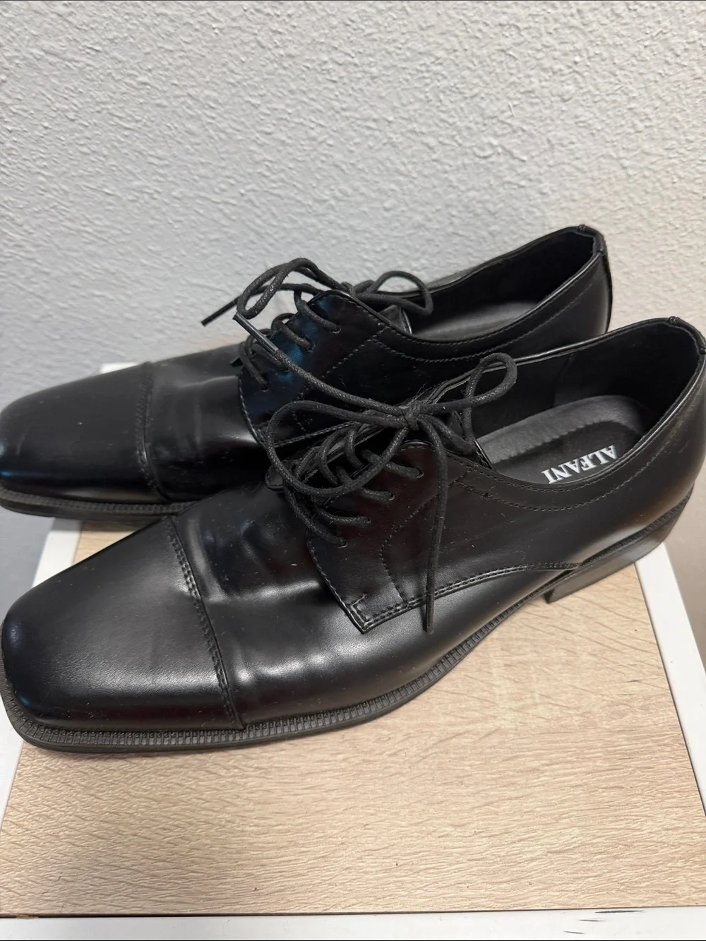 Alfani Men's Black Leather Lace-Up Oxfords
